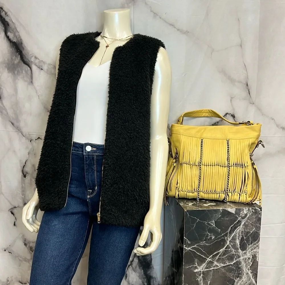 * Wilfred black furry vest